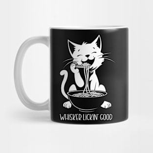 Kawaii Cat Eating Ramen Noodles Whisker Lickin' Good Mug